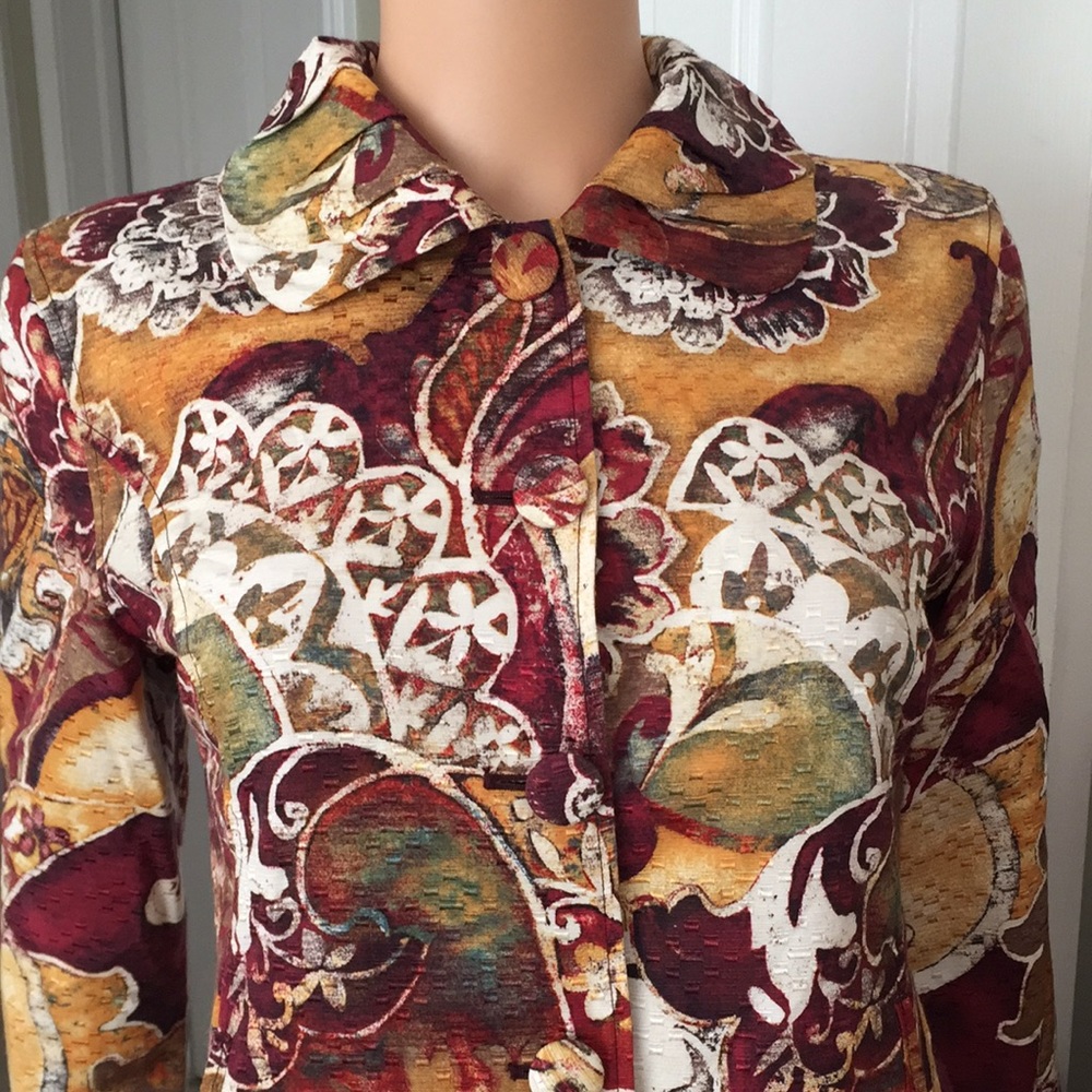 Chico's Artistic Paisley Print Silk Cotton Blouse Blazer - Picture 4 of 8